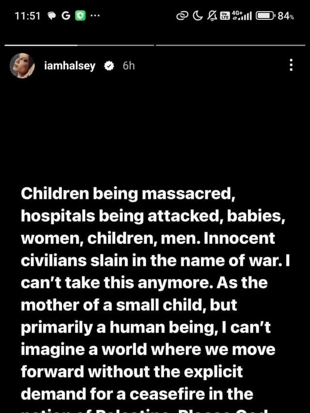 Unggahan Halsey tentang Rafah. (Instagram/ iamhalsey)