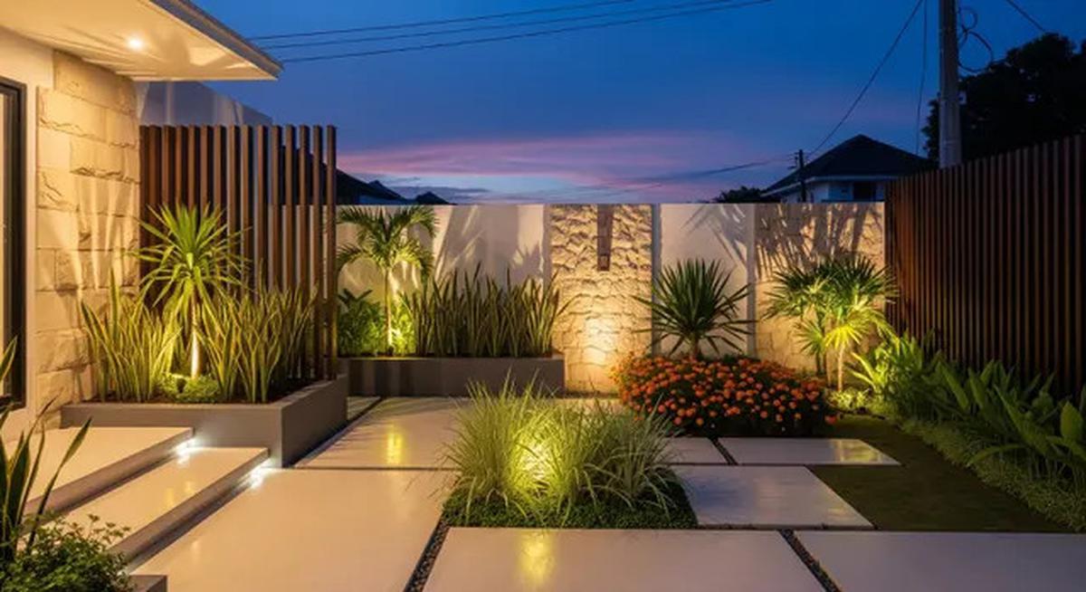 8 Model Taman Depan Rumah dengan Lampu Sorot Estetik dan Anti Ular, Ini Tips Penataannya