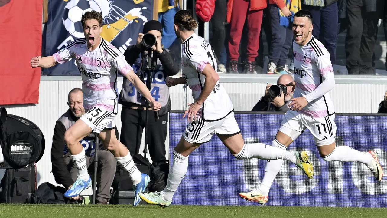Selebrasi pemain muda Juventus Kenan Yildiz saat menjebol gawang Frosinone di lanjutan Liga Italia