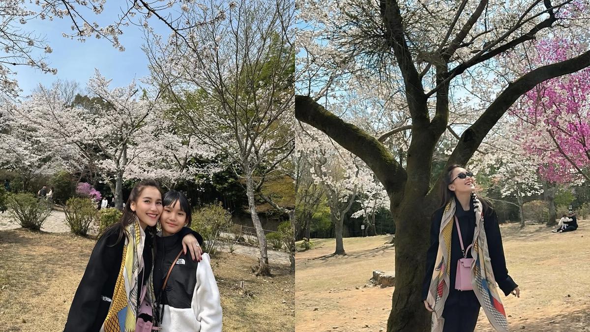 7 Potret Ayu Ting Ting Berburu Sakura di Jepang, Ajak Keluarga Besar