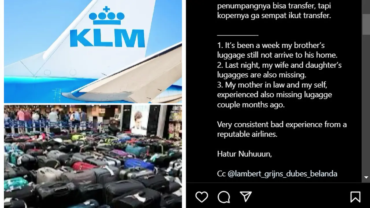 Ridwan Kamil komplen soal bagasinya yang tak pernah sampai tepat waktu kalau terbang menggunakan KLM