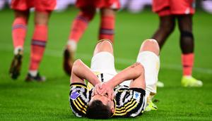 Reaksi penyerang Juventus, Arkadiusz Milik saat pertandingan sepak bola Serie A Italia melawan Udinese pada 12 Februari 2024 di Stadion Allianz, Turin. (MARCO BERTORELLO/AFP)