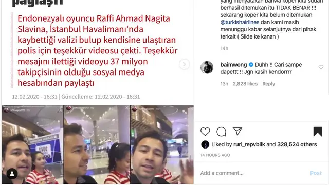 Unggahan Raffi Ahmad.