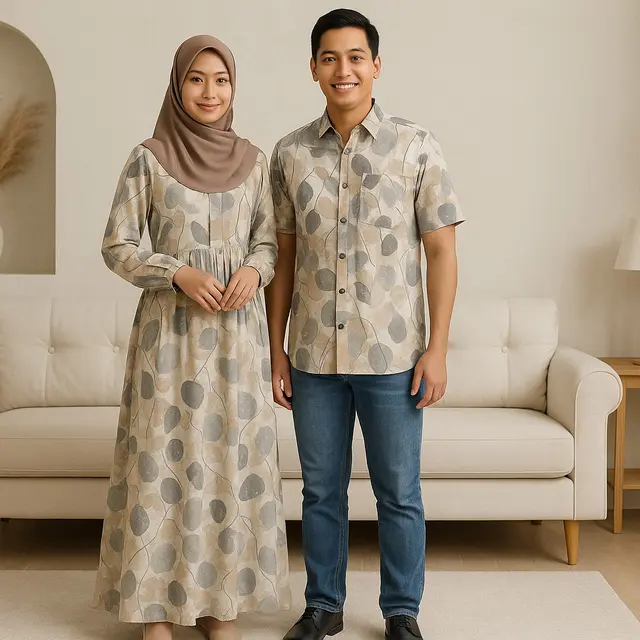 Gamis Sarimbit dengan Motif Print Modern/via Chat GPT