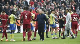 Liverpool menang tipis atas Nottingham Forest dengan skor 3-2. (AP Photo/Rui Vieira)