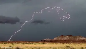 Penampakan petir berbentuk dinosaurus T-Rex di Arizona, Amerika Serikat. (US Doi NPS)