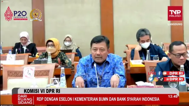Sekretaris Kementerian BUMN Susyanto dalam Rapat Kerja Komisi VI DPR RI dengan Kementerian BUMN, Selasa (20/9/2022).