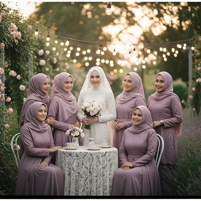 Warna Gamis Bridesmaid yang Paling Aman di Foto Keluarga (Image by Gemini AI)