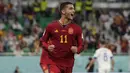 Di babak kedua Spanyol kembali menambah gol pada menit ke-54 melalui Ferran Torres. GoL keempat tersebut dicetak Ferran Torres usai memanfaatkan umpan Gavi di dalam kotak penalti. (AP/Alessandra Tarantino)