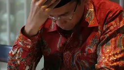 Ekspresi mantan Gubernur NTB Tuan Guru Bajang (TGB) Muhammad Zainul Majdi saat konferensi pers di Jakarta, Rabu (19/9). Berdasarkan dokumen yang diperoleh salah satu media, TGB diduga menerima gratifikasi berjumlah Rp 7,36 M. (Merdeka.com/Imam Buhori)