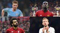 Paul Pogba menjadi satu dari 10 pesepak bola dengan nilai jual yang tinggi. Nilai tersebut tercipta dari kontribusi para pemain selama berlaga sejak kedatangannya di Premier League. (Kolase Foto AFP)