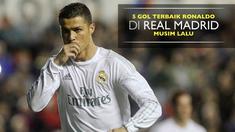 Cristiano Ronaldo mencetak 35 gol dalam 36 pertandingan yang ia jalani musim lalu bersama Real Madrid, berikut 5 gol terbaiknya.