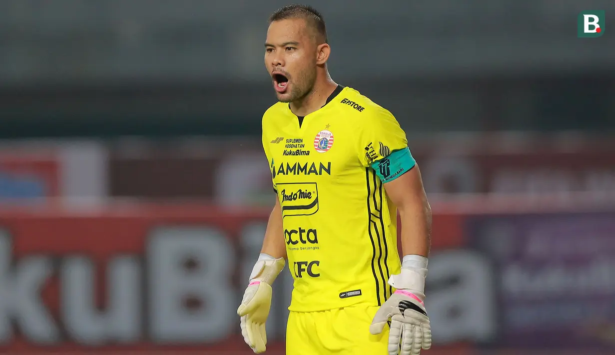 <p>Kiper Persija Jakarta, Andritany Ardhiyasa dalam laga pekan ke-6 BRI Liga 1 2022/2023 antara Persija Jakarta melawan Persita Tangerang di Stadion Patriot Candrabhaga, Bekasi, Rabu (24/8/2022) malam WIB. (Bola.com/M Iqbal Ichsan)</p>