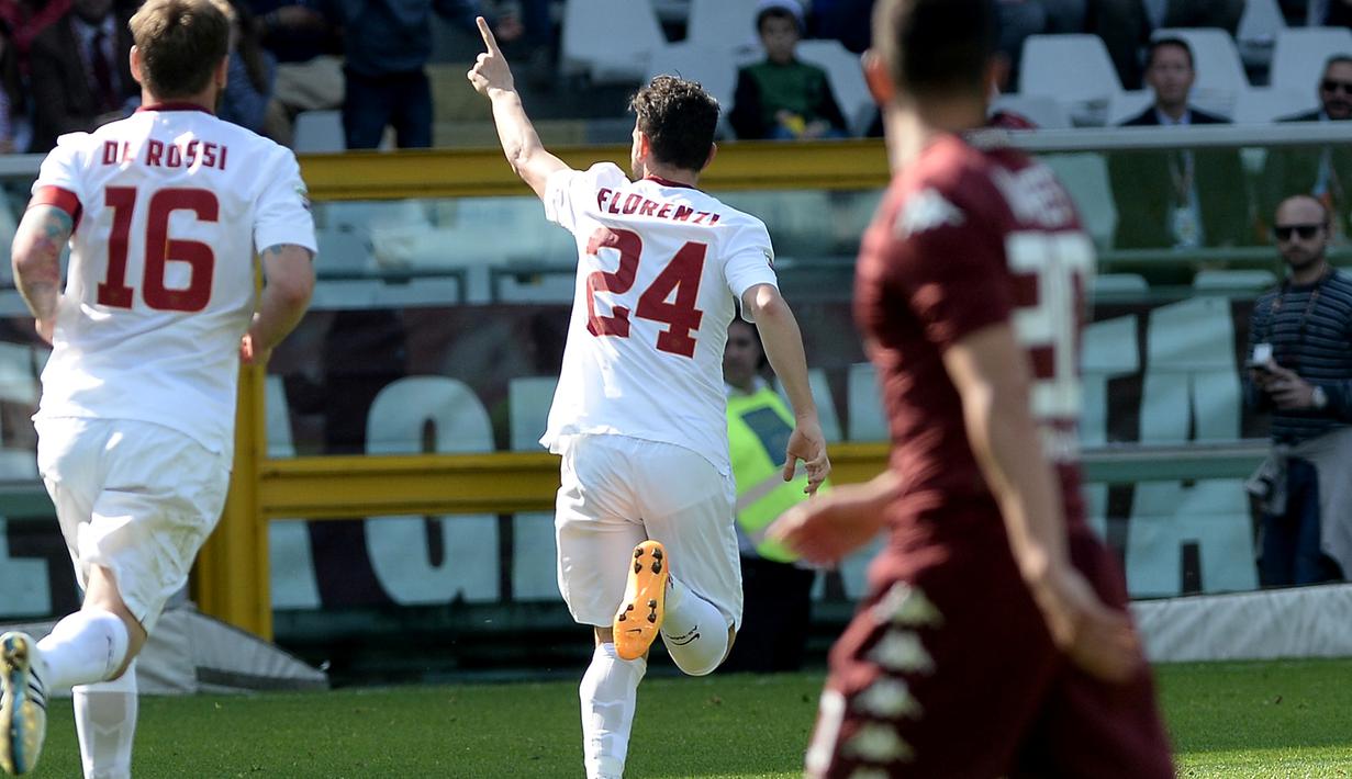 Skuat Serigala Ibukota berhasil memimpin lebih dulu berkat gol yang disarangkan Alessandro Florenzi pada menit ke-57. (AP Photo/Massimo Pinca)