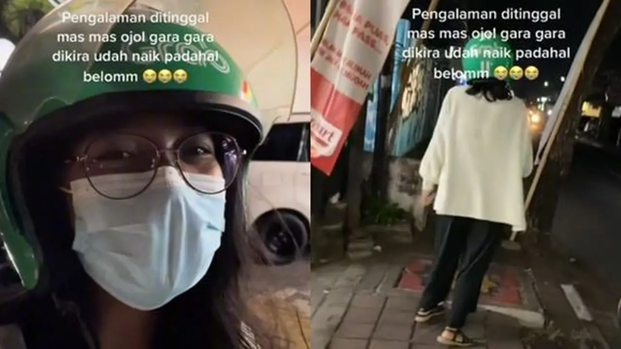 Wanita ditinggal driver ojol (TikTok/@theiconicduo.cg)