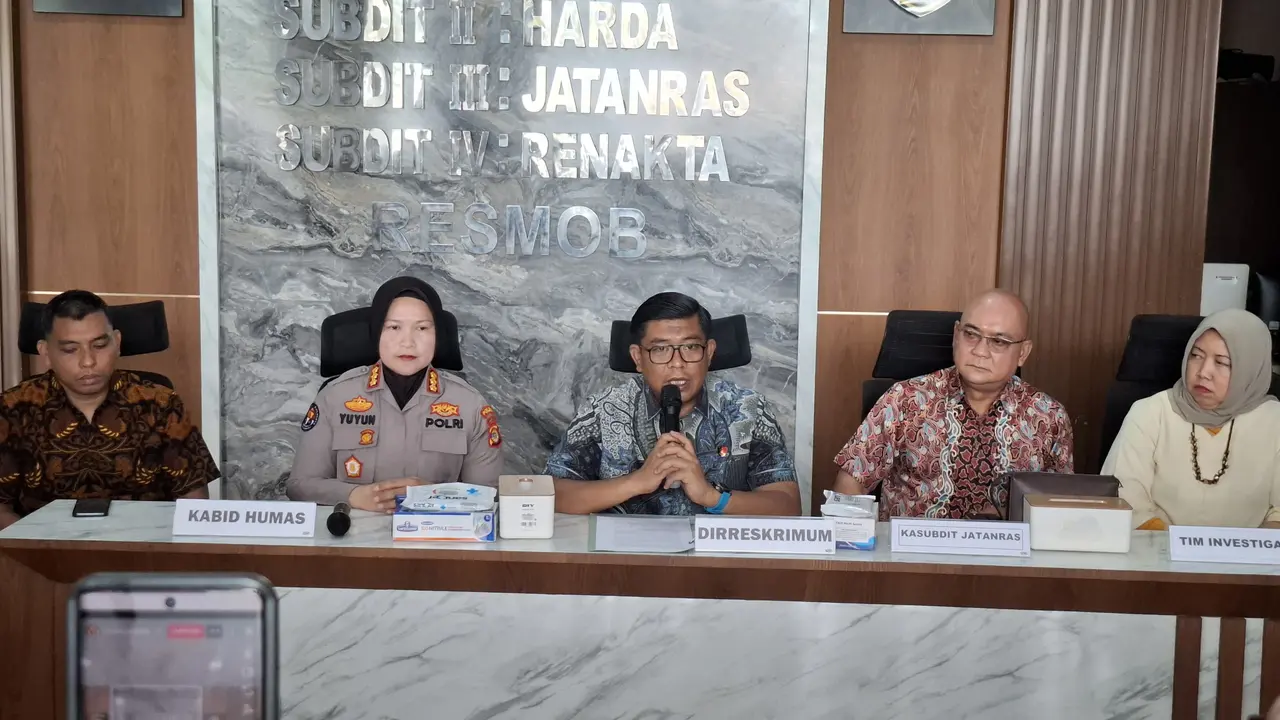 Jumpa pers penetapan delapan tersangka kasus penyiksaan mahasiswa Unila saat diksar Mahapel di Polda Lampung