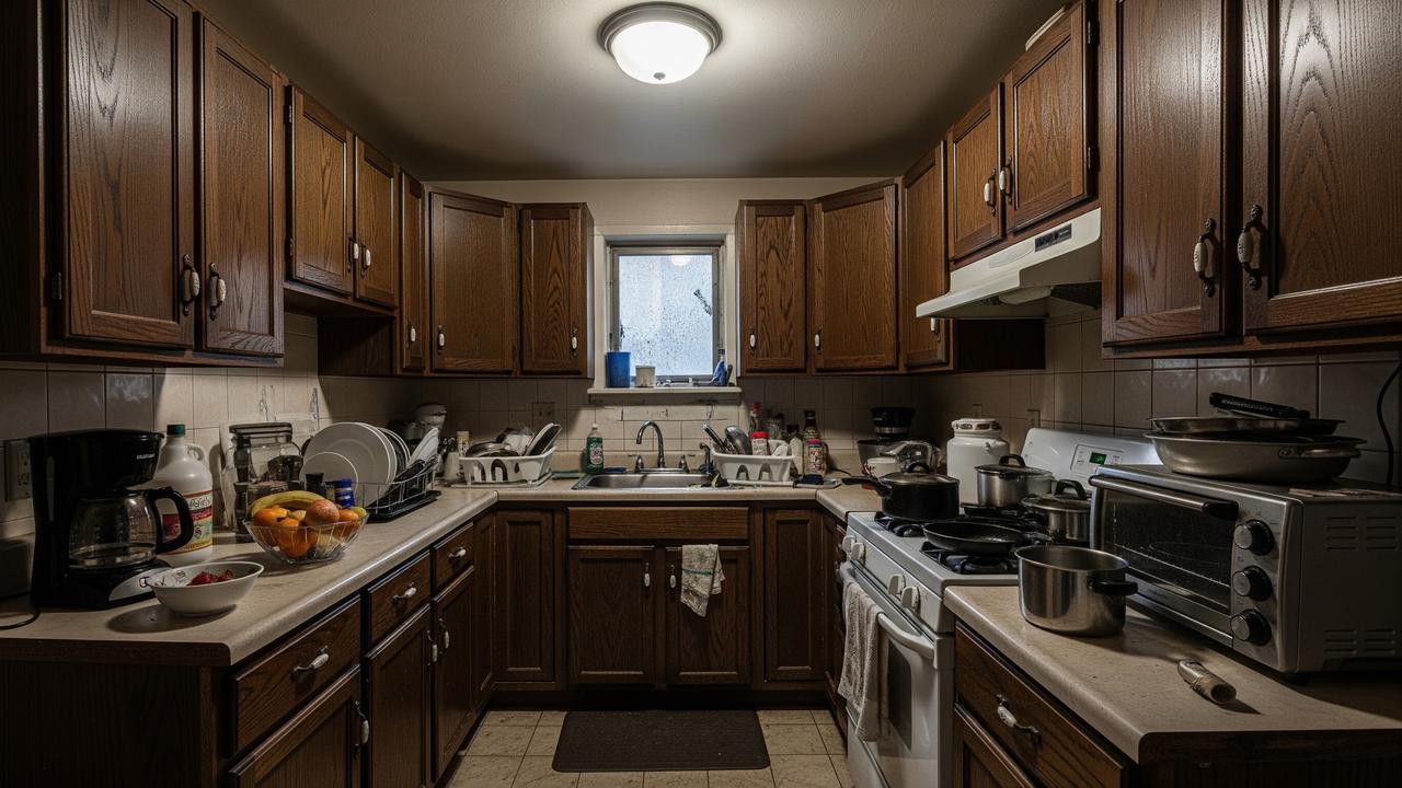 Kesalahan Memilih Warna Kabinet Dapur yang Membuat Ruangan Terasa Sempit (AI Generated)