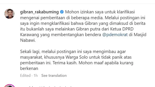 Gibran Klarifikasi Soal Pria yang ditangkap Polisi Arab Saudi