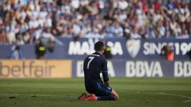 Cristiano Ronaldo, gagal mengeksekusi penalti pada menit ke-34 sehingga Real Madrid ditahan imbang 1-1 oleh Malaga.