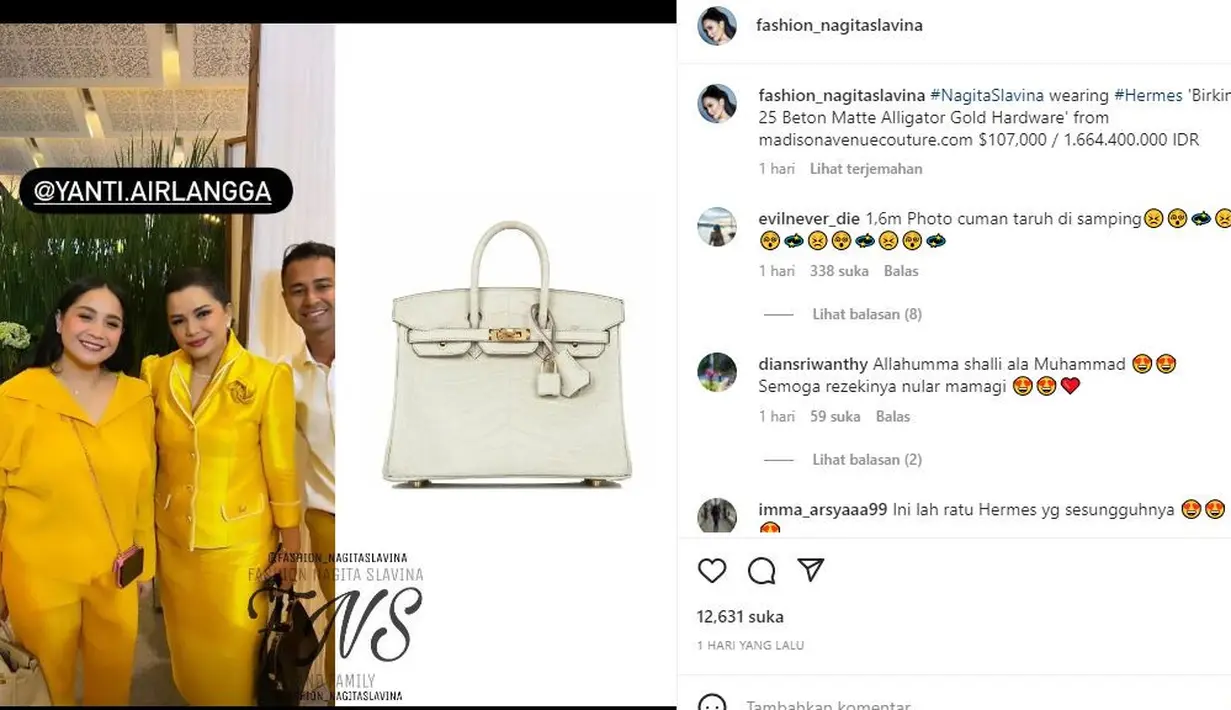 <p>Tampilan Mewah Nagita Slavina di Acara Ultah Partai Politik, Bawa Tas Seharga Rp1,6 Miliar. foto: Instagram @fashion_nagitaslavina</p>