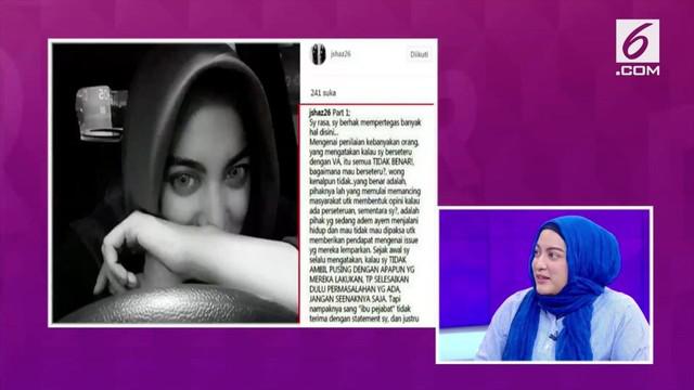 Jane Shalimar mengakui sempat menyindir Vanessa dan Didi dalam sebuah unggahan di Instagram.