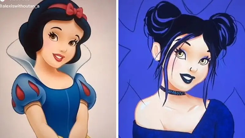 7 Ilustrasi Karakter Puteri Disney saat Tampil Edgy, Beda Banget