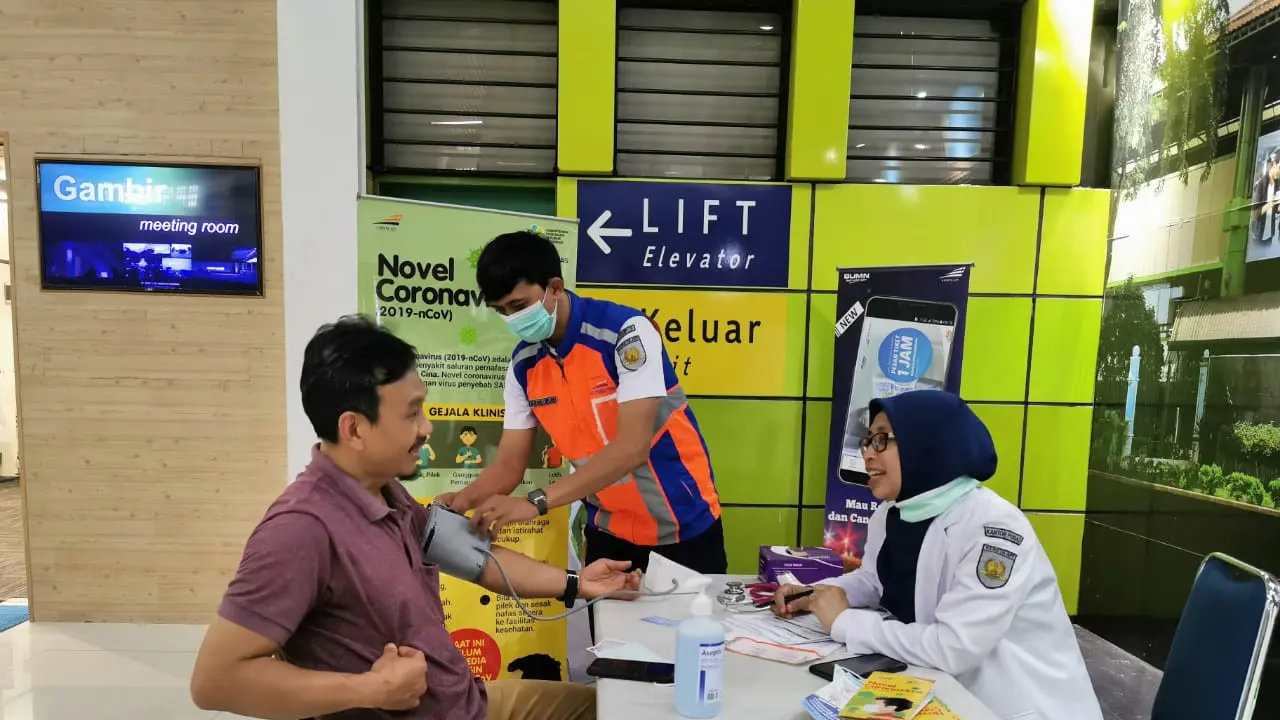 PT KAI Sosialisai dan Cek Kesehatan Penumpang tentang virus Corona