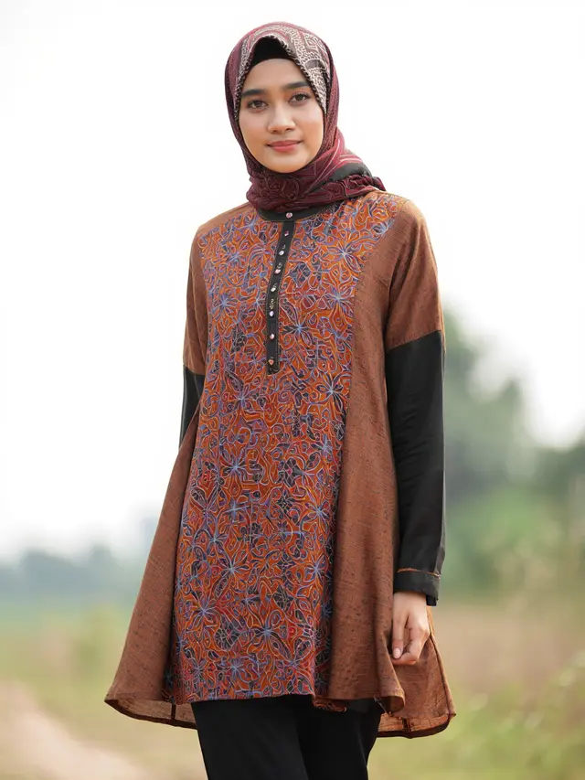 Model Atasan Batik Wanita Hijab Sederhana untuk Acara Outdoor