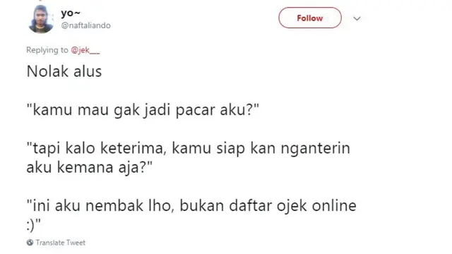 6 Cuitan Kocak Nolak Halus, Bikin Hati Perih