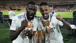 Real Madrid berhasil menjadi juara Copa del Rey 2022/2023 usai kalahkan Osasuna 2-1. (AP Photo/Jose Breton)