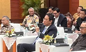 Menteri Keuangan Purbaya Yudhi Sadewa dalam konferensi pers APBN Kita di Kementerian Keuangan, Selasa (21/7/2026). (Liputan6.com/Christian)