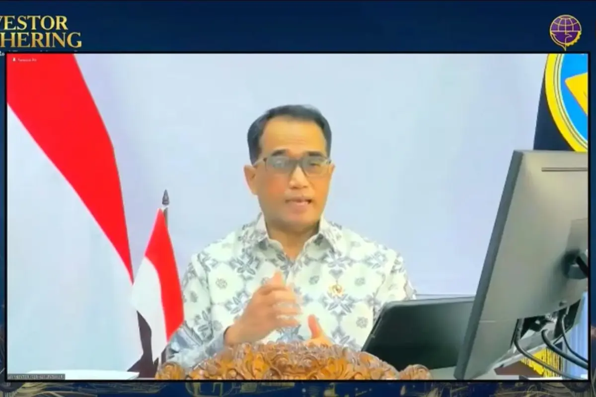 Menteri Perhubungan Budi Karya Sumadi dalam acara Investor Gathering "Infrastructure Land Transportation Outlook yang diselenggarakan Ditjen Perhubungan Darat Kemenhub secara daring, Senin (4/10/2021). (Dok Kemenhub)