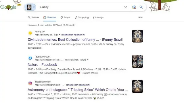 Gambar Tangkapan Layar Penelusuran Foto Menggunakan Google Images.