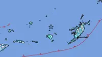 Gempa Magnitudo 6,2 mengguncang wilayah Tanimbar Maluku, Selasa (27/8/2024), pukul 09.15.17 WIB. (Liputan6.com/ BMKG)