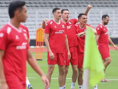 Para pemain Timnas Indonesia saat sesi latihan untuk FIFA Series 2026 Stadion Madya, Kompleks Gelora Bung Karno, Senayan, Jakarta, Minggu (29/3/2026). (Bola.com/M Iqbal Ichsan)