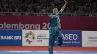 Atlet Wushu, Edgar Xavier, saat beraksi pada nomor Cangquan putra Asian Games di JIExpo, Jakarta, Minggu, (19/8/2018). Edgar Xavier berhasil meraih perak dengan angka 9.72. (Bola.com/Vitalis Yogi Trisna)