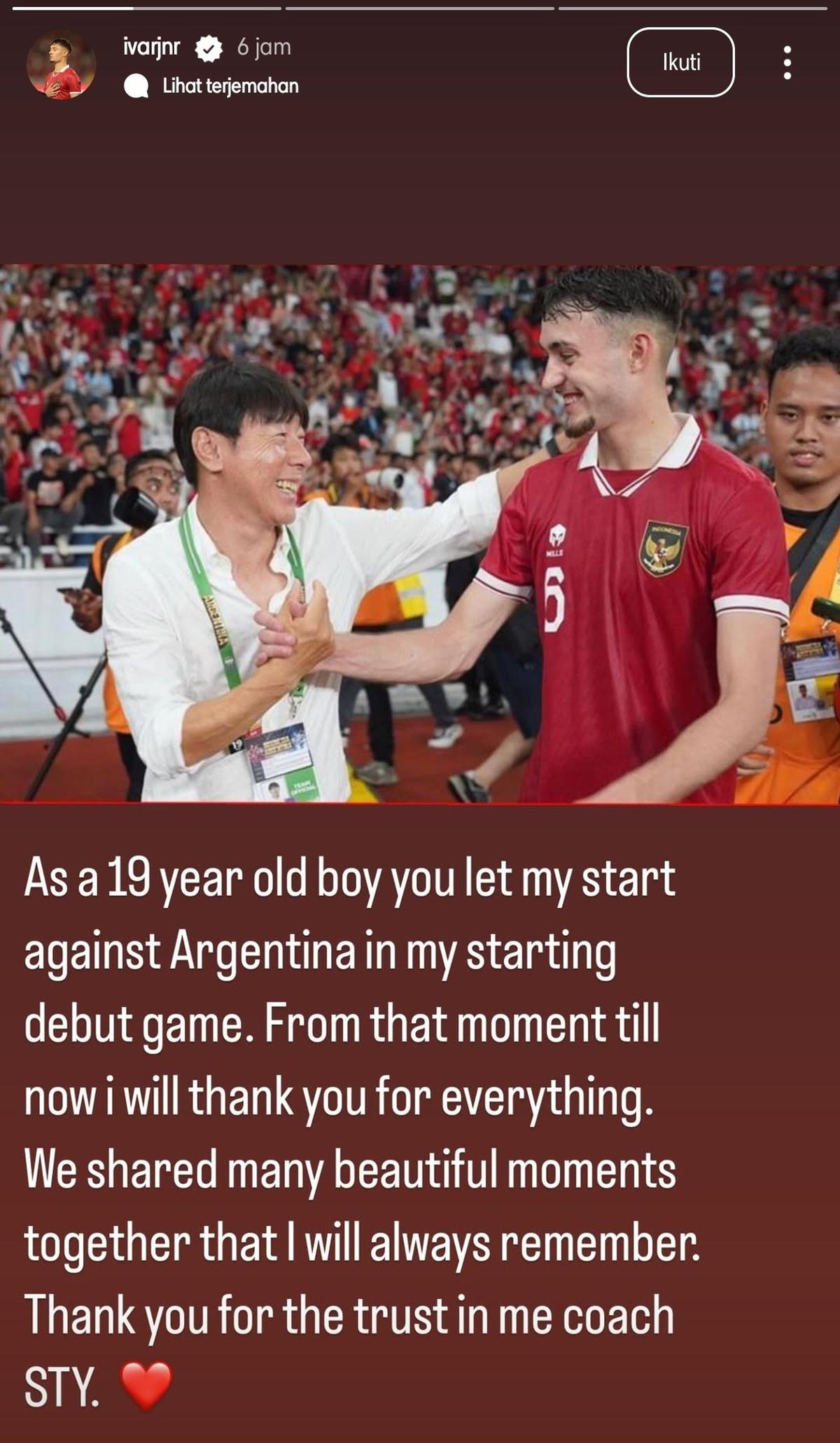 Pesan perpisahan emosional pemain TImnas Indonesia ke Shin Tae-yong
