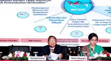 Menko Perekonomian Darmin Nasution (kiri) bersama Menteri Keuangan Sri Mulyani saat menyampaikan Rencana Kerja Pemerintah dan Nota Keuangan serta RAPBN 2020 di Jakarta, Jumat (16/8/2019). Sejumlah menteri terkait ikut hadir dalam penyampaian tersebut. (Liputan6.com/Helmi Fithriansyah)