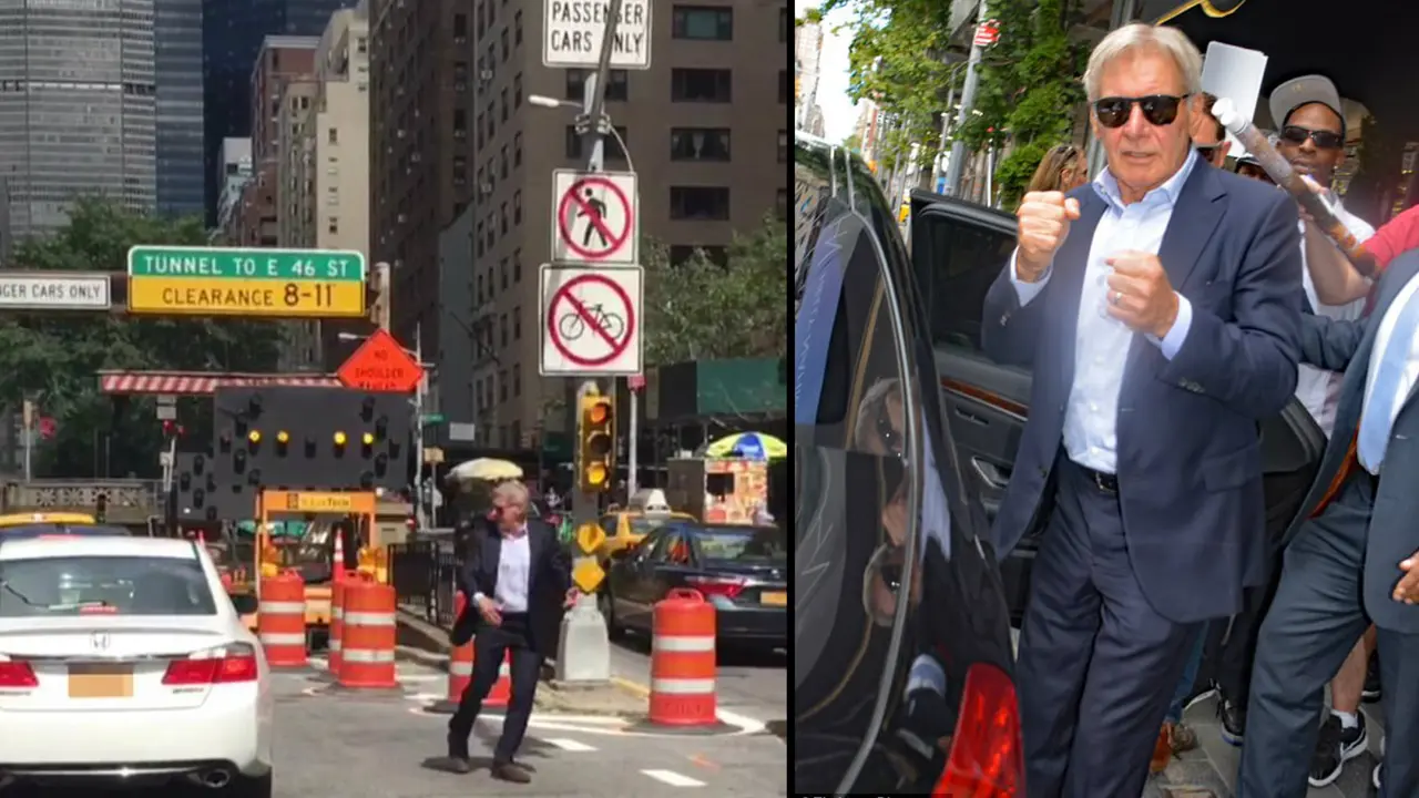 Harrison Ford mendadak jadi polisi lalu lintas. (The Image Direct.com/Daily Mail)