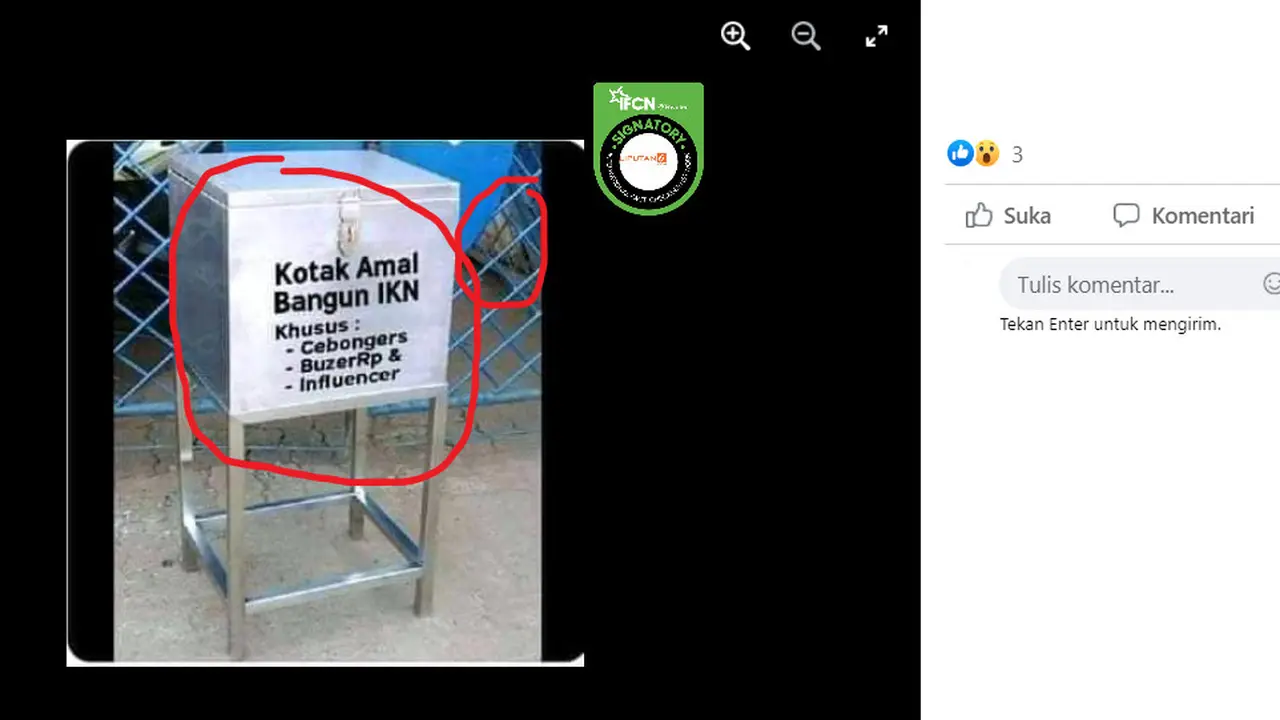 Cek Fakta Liputan6.com menelusuri klaim foto kotak amal untuk pembangunan IKN