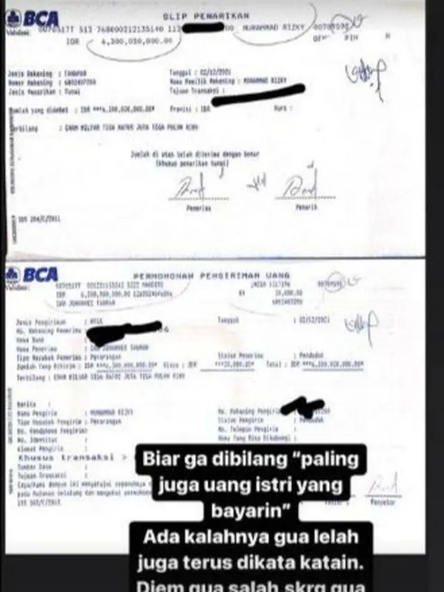 Billar Pamer Bukti Transfer