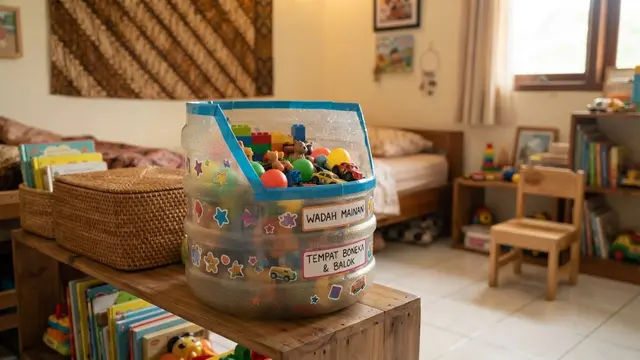Kerajinan barang bekas jadi wadah serbaguna model galon bekas jadi tempat mainan