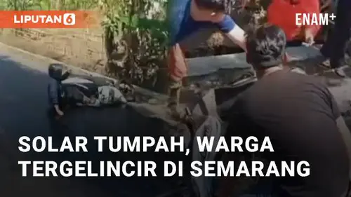 VIDEO: Detik-detik Solar Tumpah Buat Warga Tergelincir di Kabupaten Semarang