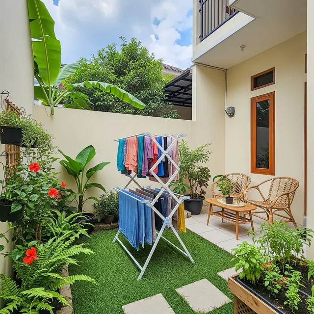 9 Ide Halaman Belakang Multifungsi Tempat Jemur Tetap Cantik, Area Efisien