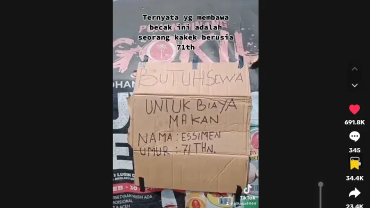 Bukan hanya itu saja, pemilik akun juga terkejut saat mengetahui usia sang kakek. Bagaimana tidak, tertulis dengan jelas bahwa sang kakek tukang becak dayuh ini telah berusia 71 tahun.