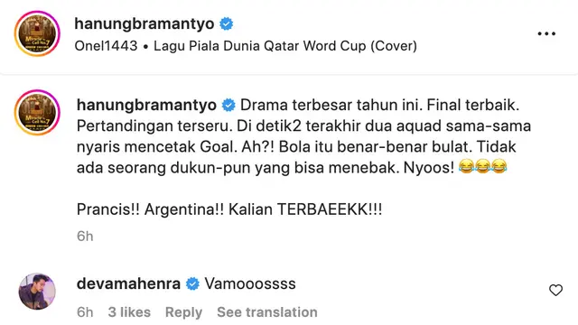 Unggahan Hanung Bramantyo. (Foto: Dok. Instagram @hanungbramantyo)