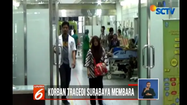 Sebanyak tujuh orang korban luka dirawat di Rumah Sakit Suwandi, dua orang di Rumah Sakit PHC Surabaya dan empat orang dirawat di Rumah Sakit Soetomo.