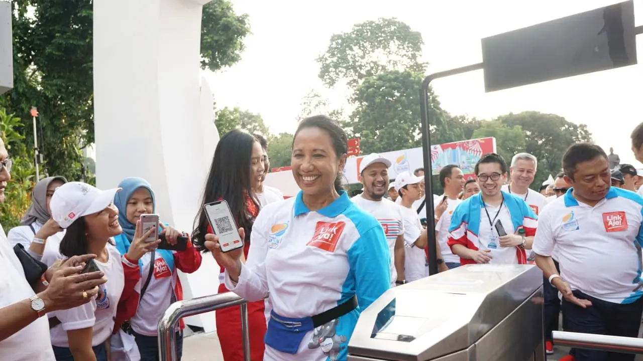 Menteri BUMN Rini Soemarno di acara LinkAja.