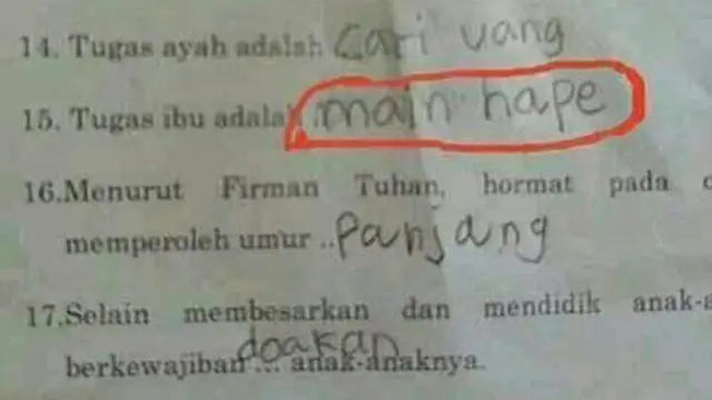 6 Jawaban Murid Ditanya Soal Tugas dan Fungsi Ini Bikin Guru Elus Dada