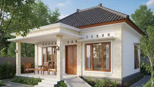 Desain Rumah Mungil Nuansa Batu Alam yang Cocok Buat Pensiunan di Desa